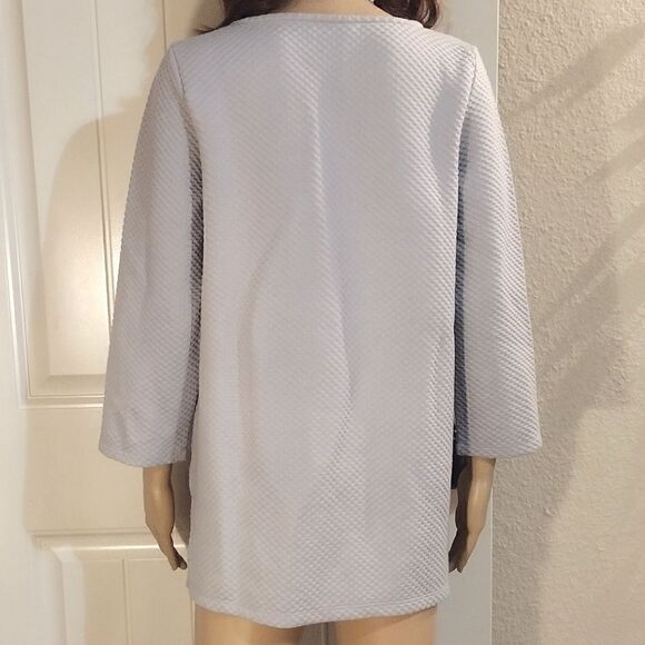 Coldwater Creek Women's Size Small Silver Gray Quilted Flowy Waffle Tunic Top - Picture 3 of 8